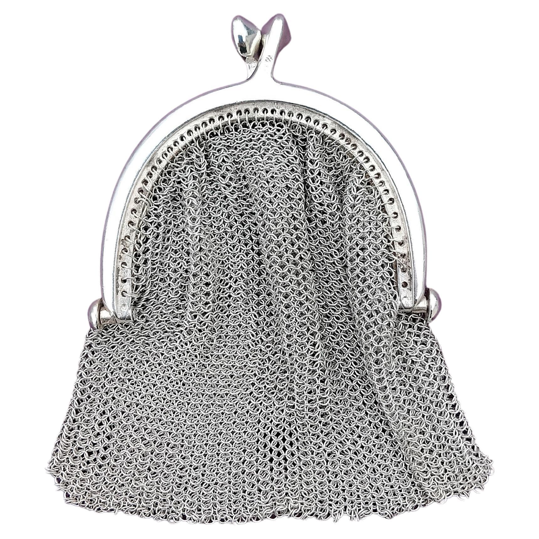 Exceptional Hermès Silver Coin Purse Chainmail Gaetan de Percin For Sale