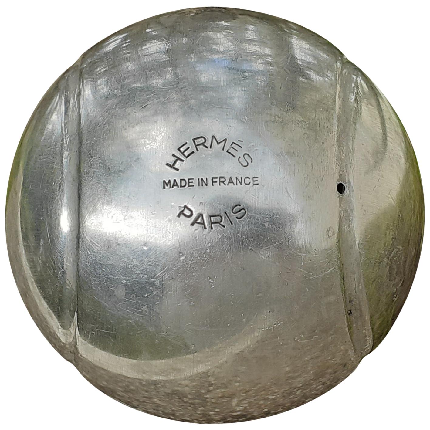 Exceptional Hermès Silver Tone Metal Tennis Ball Paperweight RARE