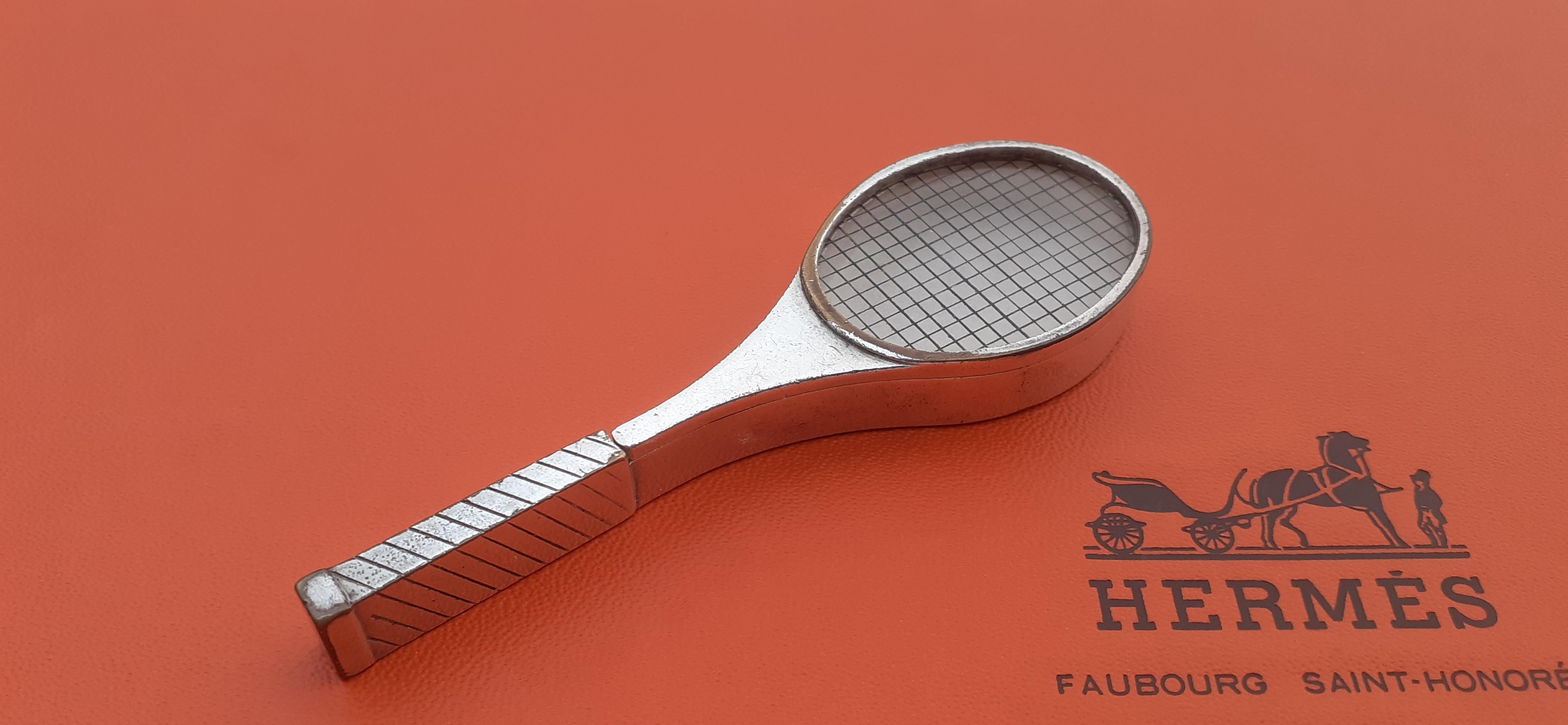 Women's or Men's Exceptional Hermès Tennis Racquet Shaped Pill Box Rare For Sale