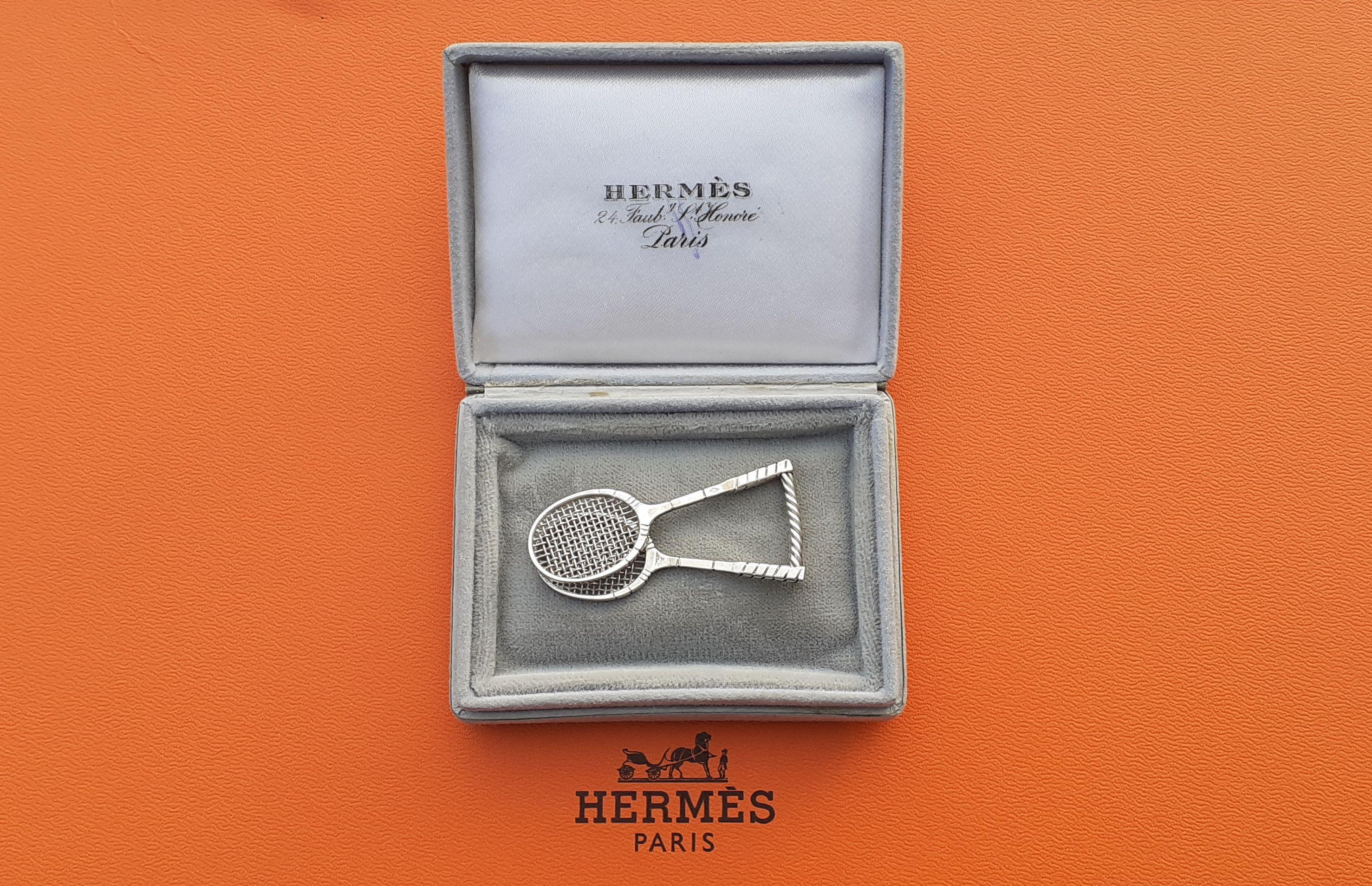 Exceptional Hermès Tie Clip for IPTA Tennis Rackets Shaped in Silver For Sale 6