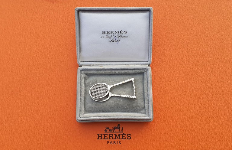 Exceptional Hermès Tie Clip for IPTA Tennis Rackets Shaped in