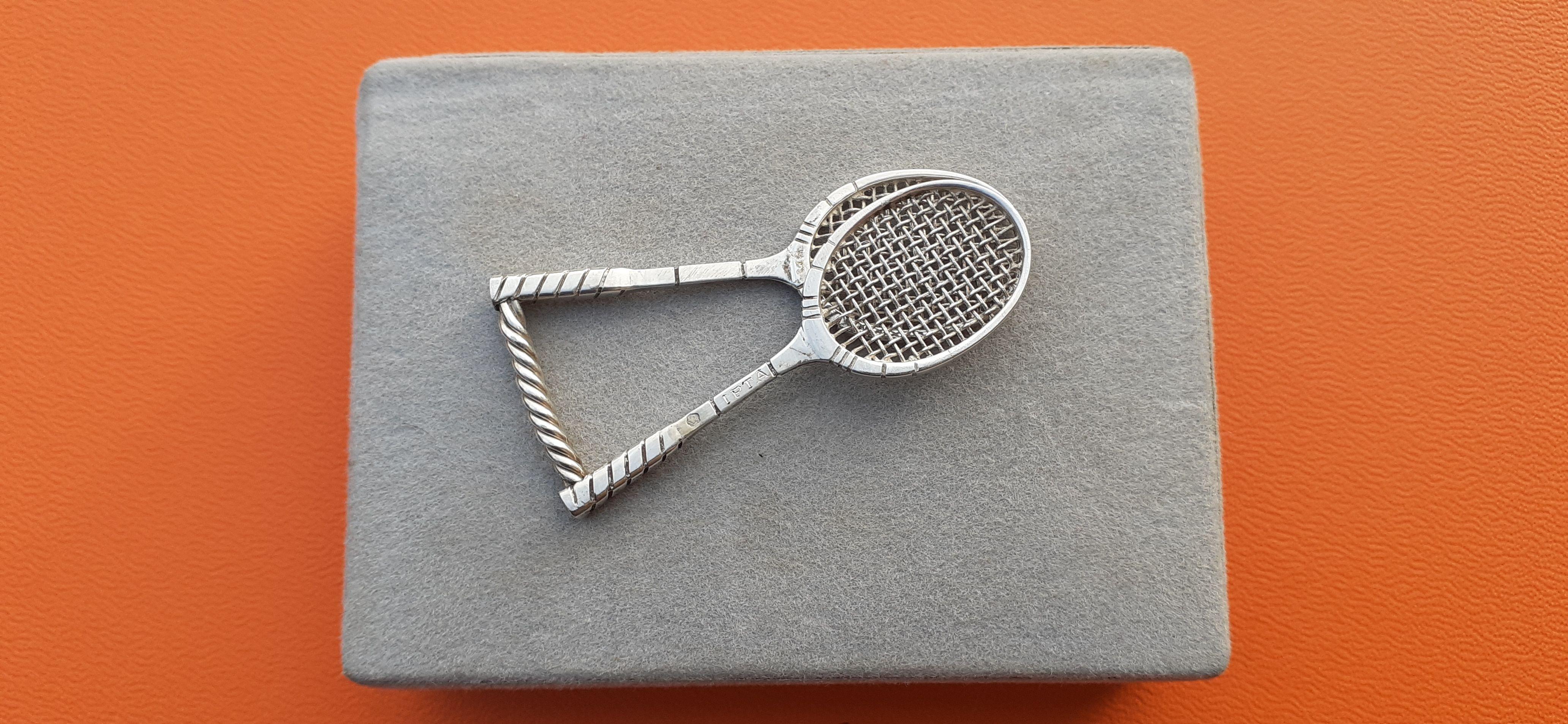 Exceptional Hermès Tie Clip for IPTA Tennis Rackets Shaped in Silver For Sale 8
