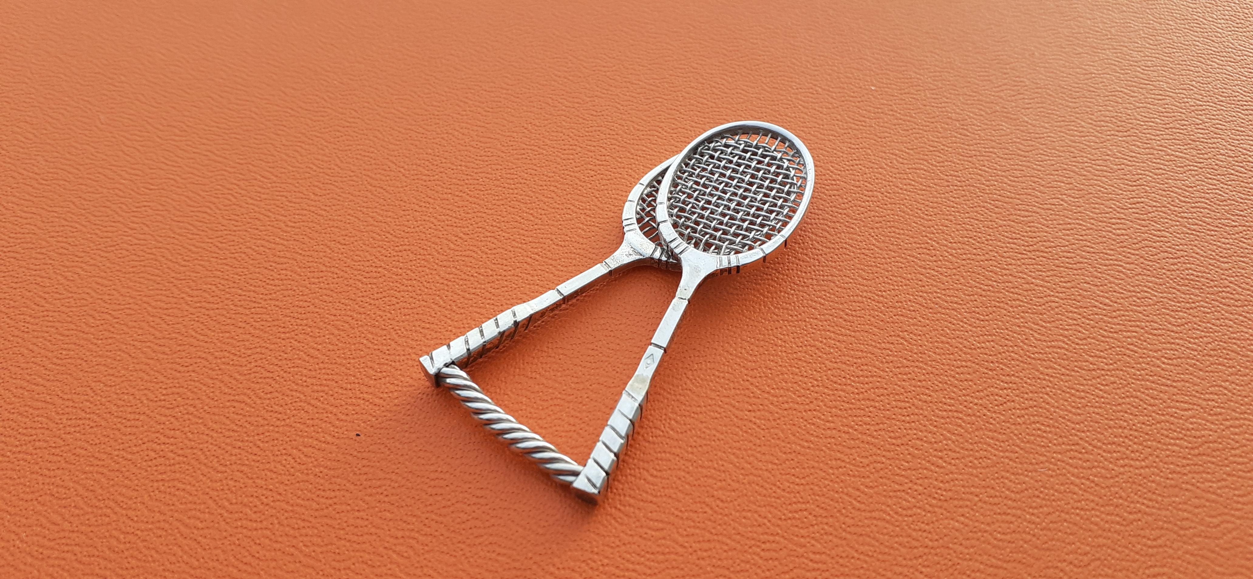 Exceptional Hermès Tie Clip for IPTA Tennis Rackets Shaped in Silver Herren im Angebot