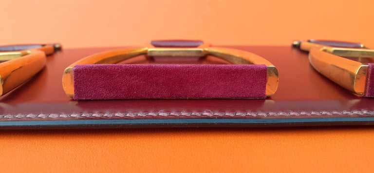 Women's or Men's Exceptional Hermès Tie Hanger Tie Rack 3 Stirrups in Metal and Leather For Sale