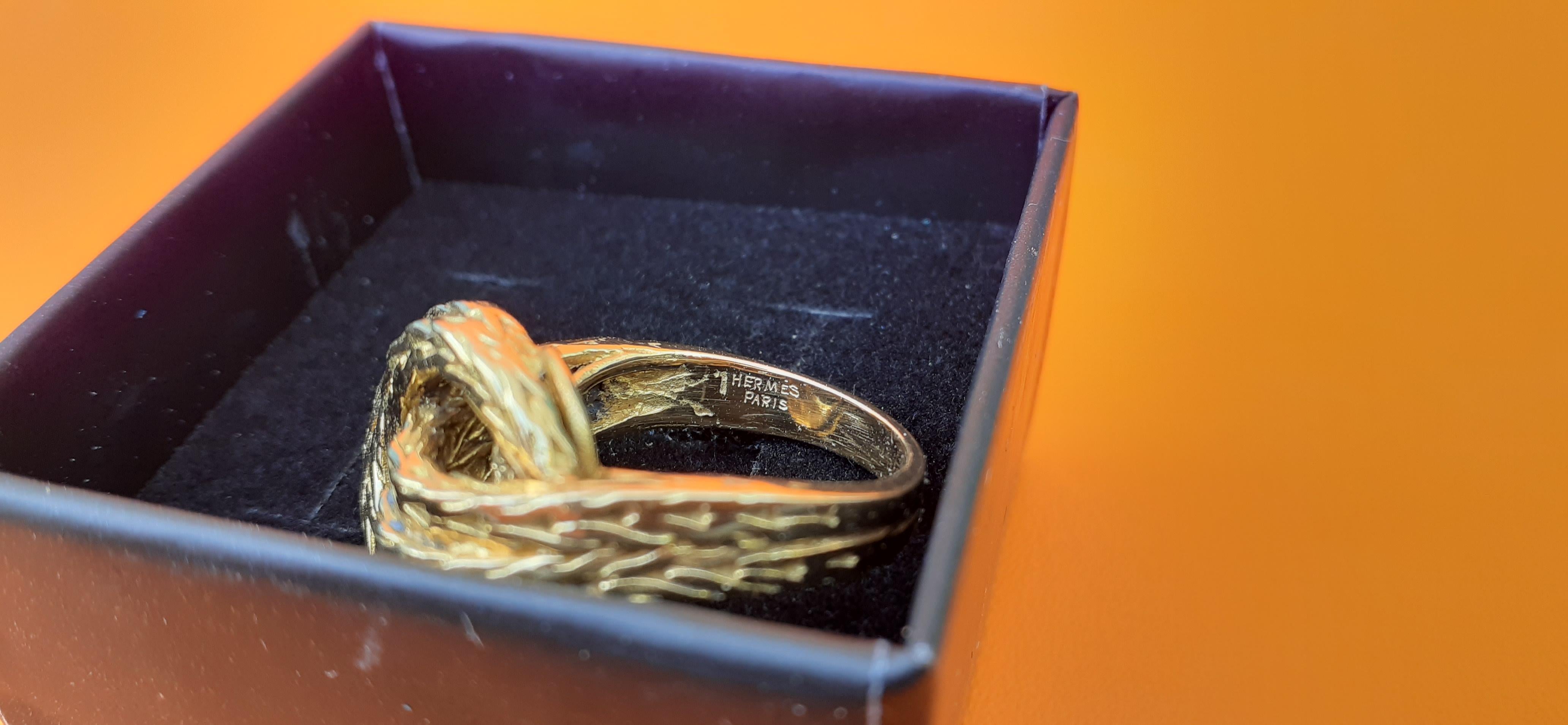 Exceptional Hermès Vendôme Ring Braided Yellow Gold 18K RARE 7