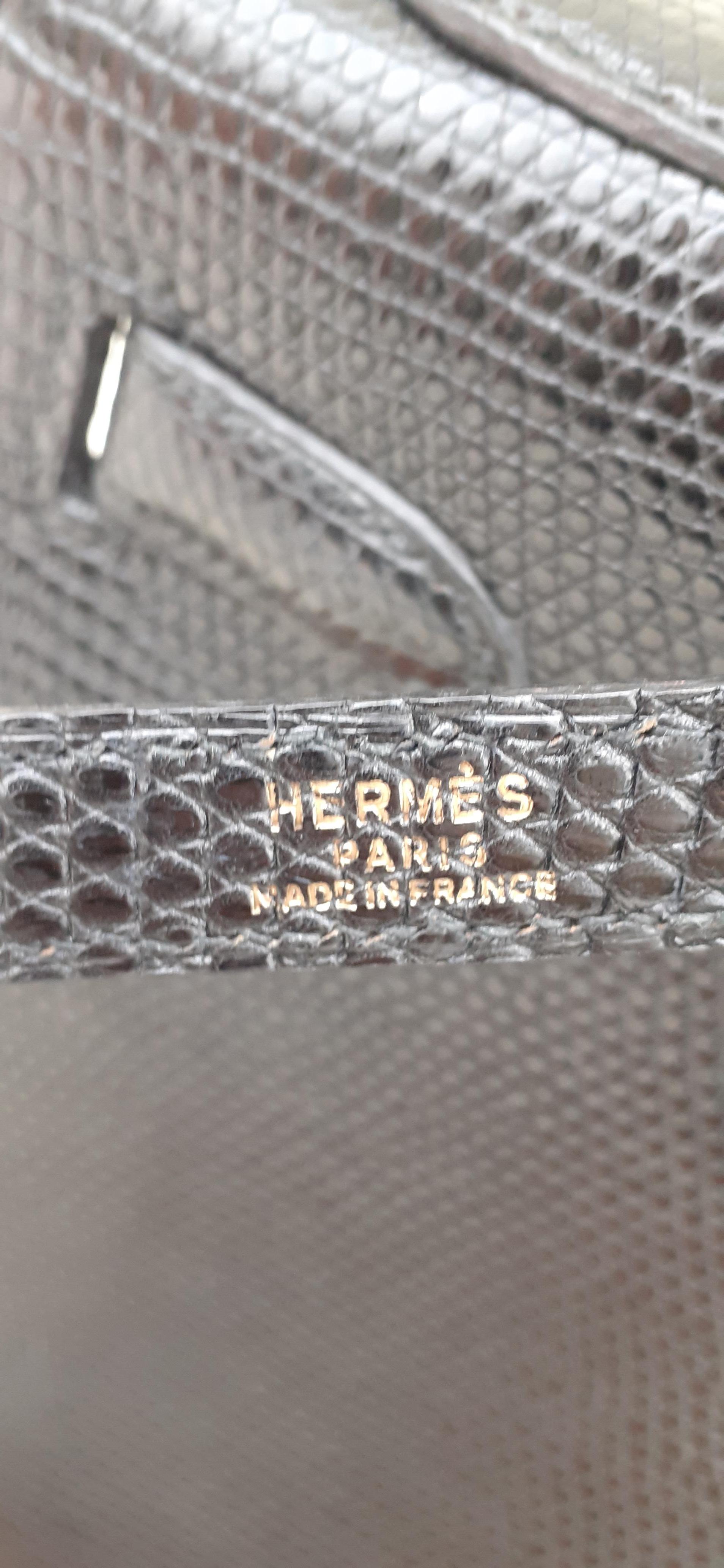 Außergewöhnliche Hermès Sellier Kelly Bag Schwarz Eidechse und Golden Hdw RARE im Angebot 10