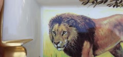 Exceptional Hermès Vintage Ashtray Change Tray Lion Print in Porcelain RARE