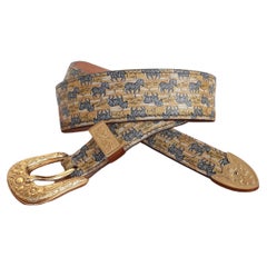 Exceptional Hermès Retro Belt Zebras Print Africa in Leather Ghw 1988