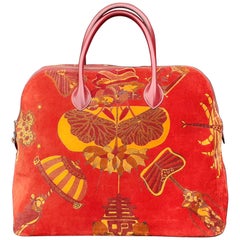 Exceptional Hermès Vintage Bolide Bag Velvet Leather Soies Volantes Unique Piece