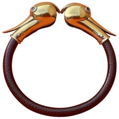 Exceptional Hermès Vintage Bracelet Duck Heads in Vermeil GM Rare