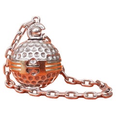 Exceptional Hermès Vintage Golf Ball Key Ring Keychain Silver and Vermeil