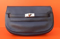 Exceptional Hermès Vintage Kelly Pochette Belt Bag Black Leather Ghw RARE
