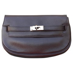 Exceptionnel Hermès Vintage Kelly Pochette Belt Bag Black Leather Ghw RARE