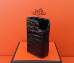 Exceptional Hermès Vintage Lighter Case in Black Crocodile