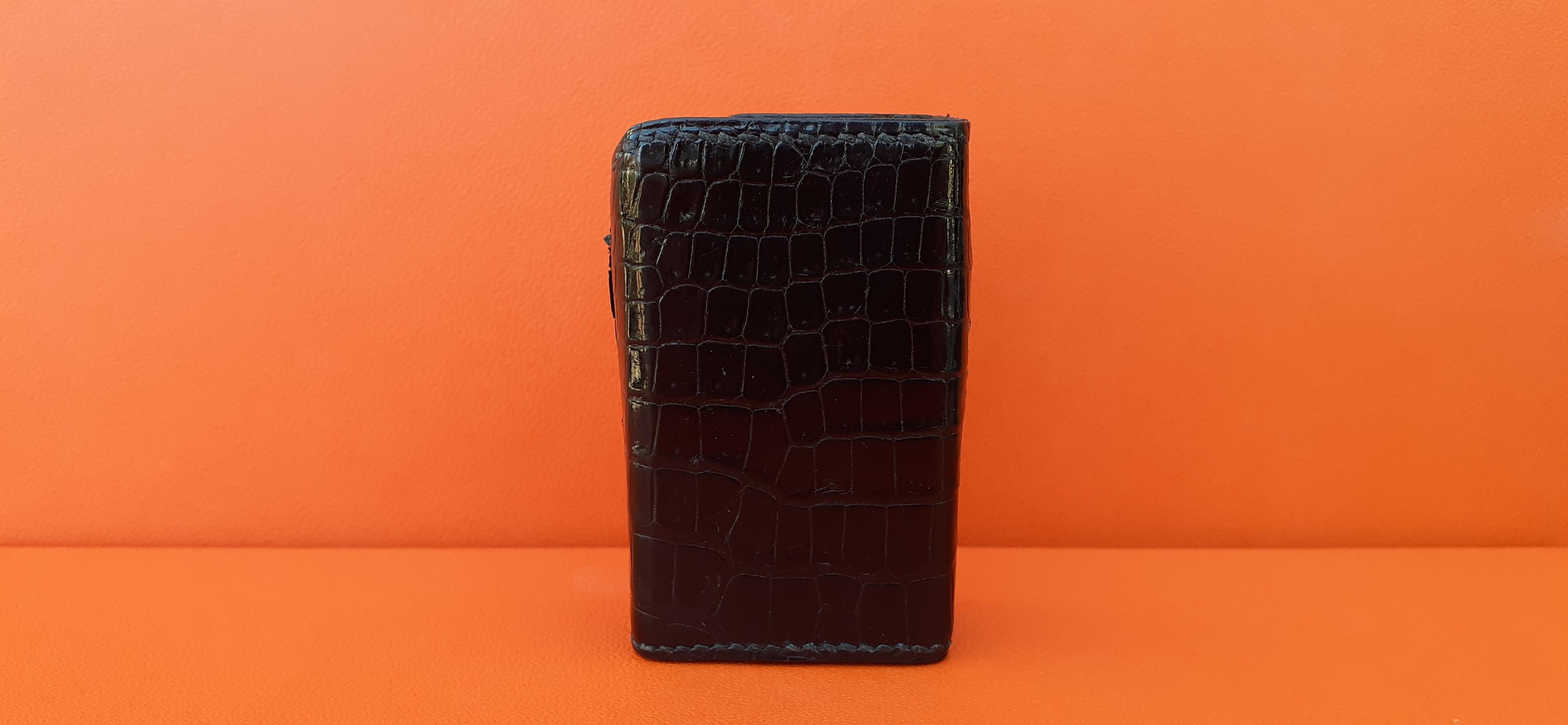Exceptional Hermès Vintage Lighter Case in Black Crocodile 2