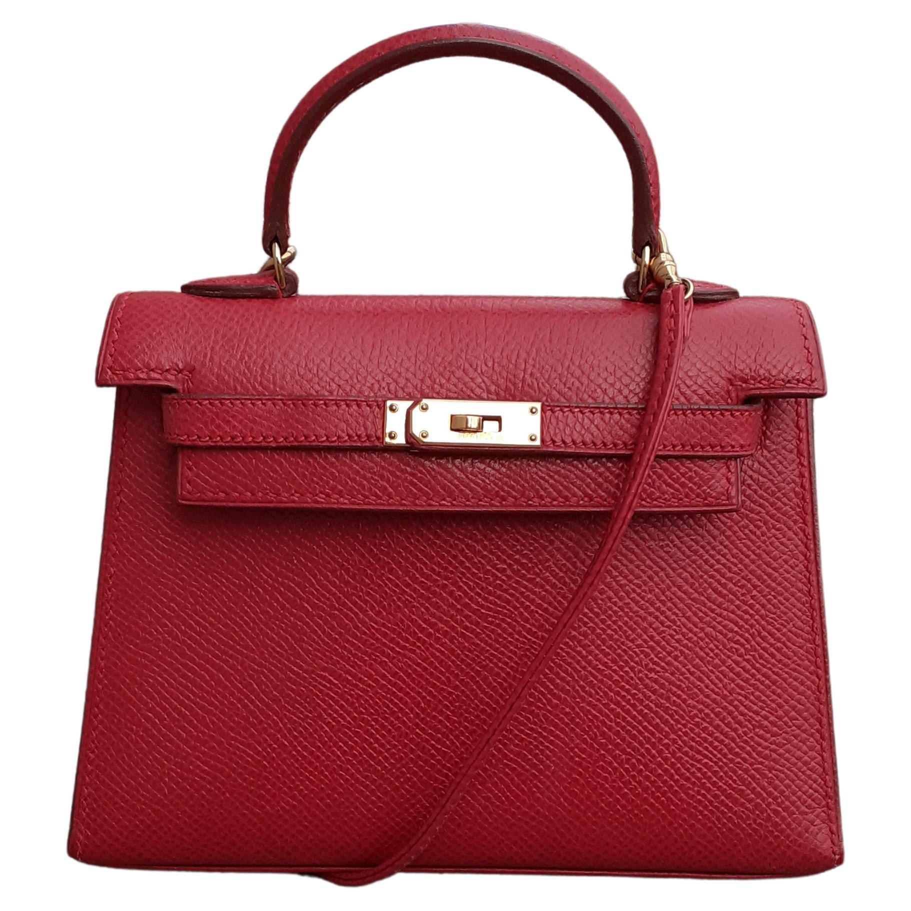 Eccezionale Hermès Vintage Micro Kelly 15 cm Sellier Borsa in pelle rossa oro Hdw
