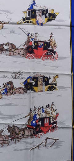 Exceptional Hermès Vintage Silk Scarf Diligences Par Temps de Neige Rare