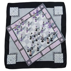 Exceptional Hermès Used Silk Scarf Echecs Charles Pittner Chess 1939 
