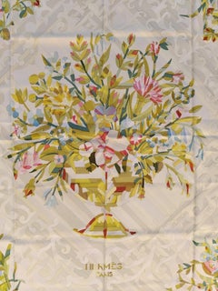 Exceptional Hermès Vintage Silk Scarf Flora Marqueterie Francoise Heron 1960