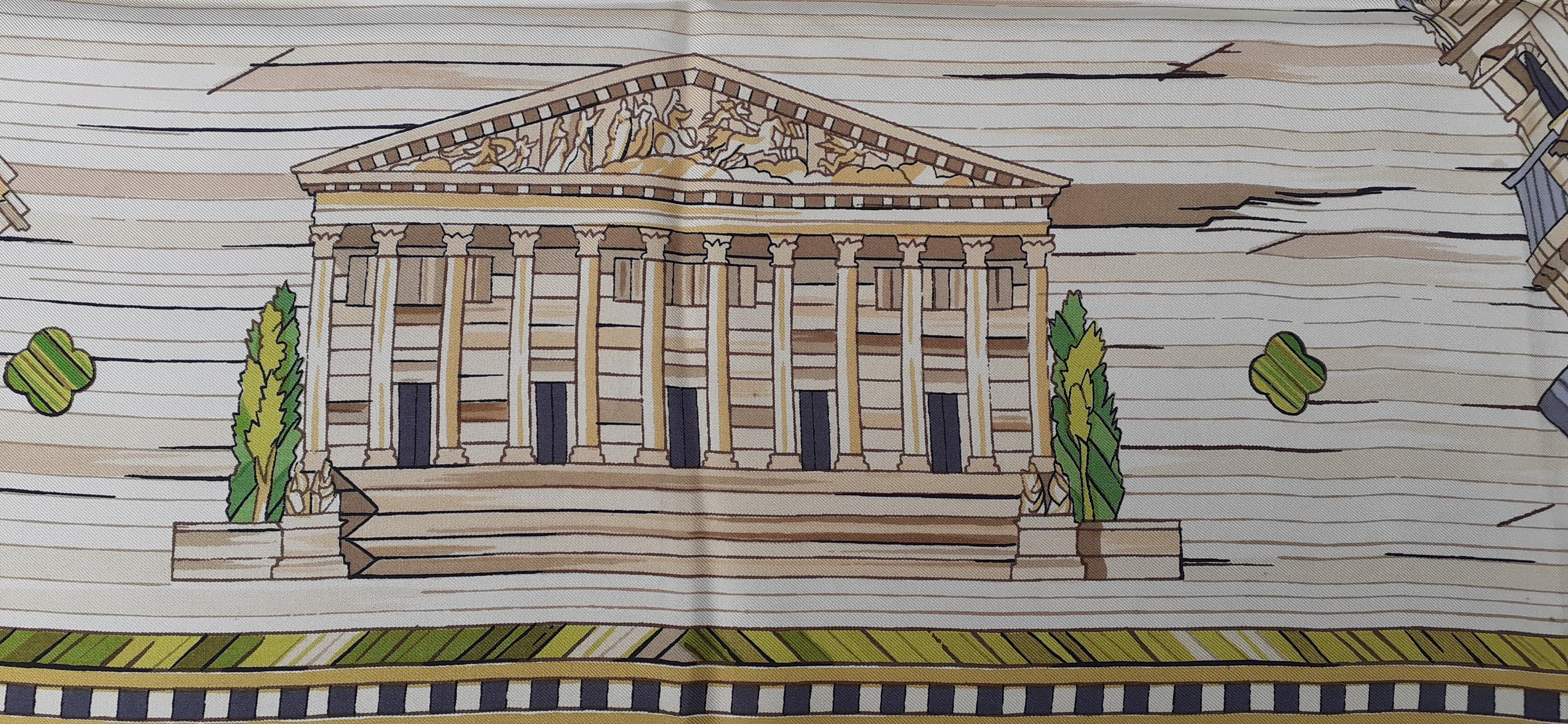 Exceptional Hermès Vintage Silk Scarf Les Edifices de Paris 1806 Grygkar RARE 7