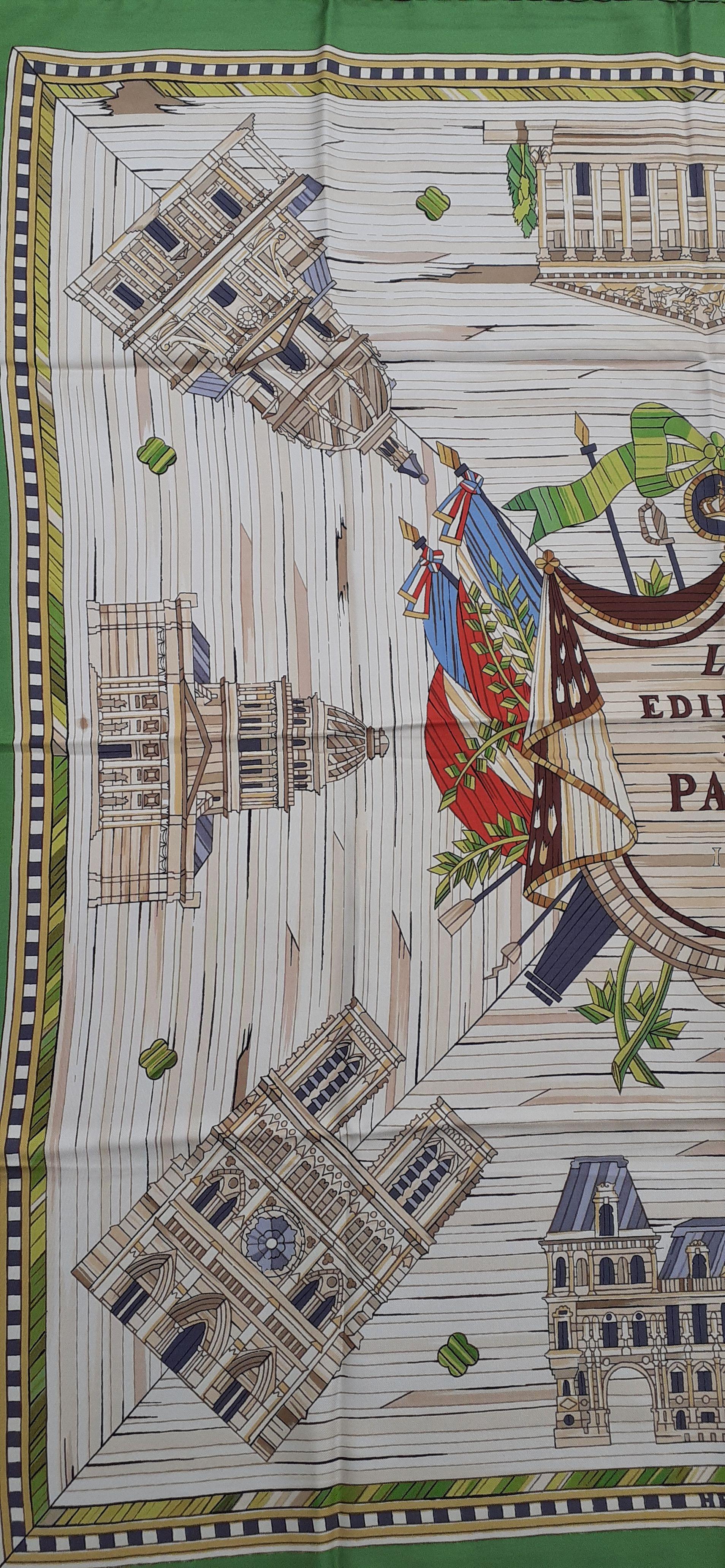 Women's Exceptional Hermès Vintage Silk Scarf Les Edifices de Paris 1806 Grygkar RARE