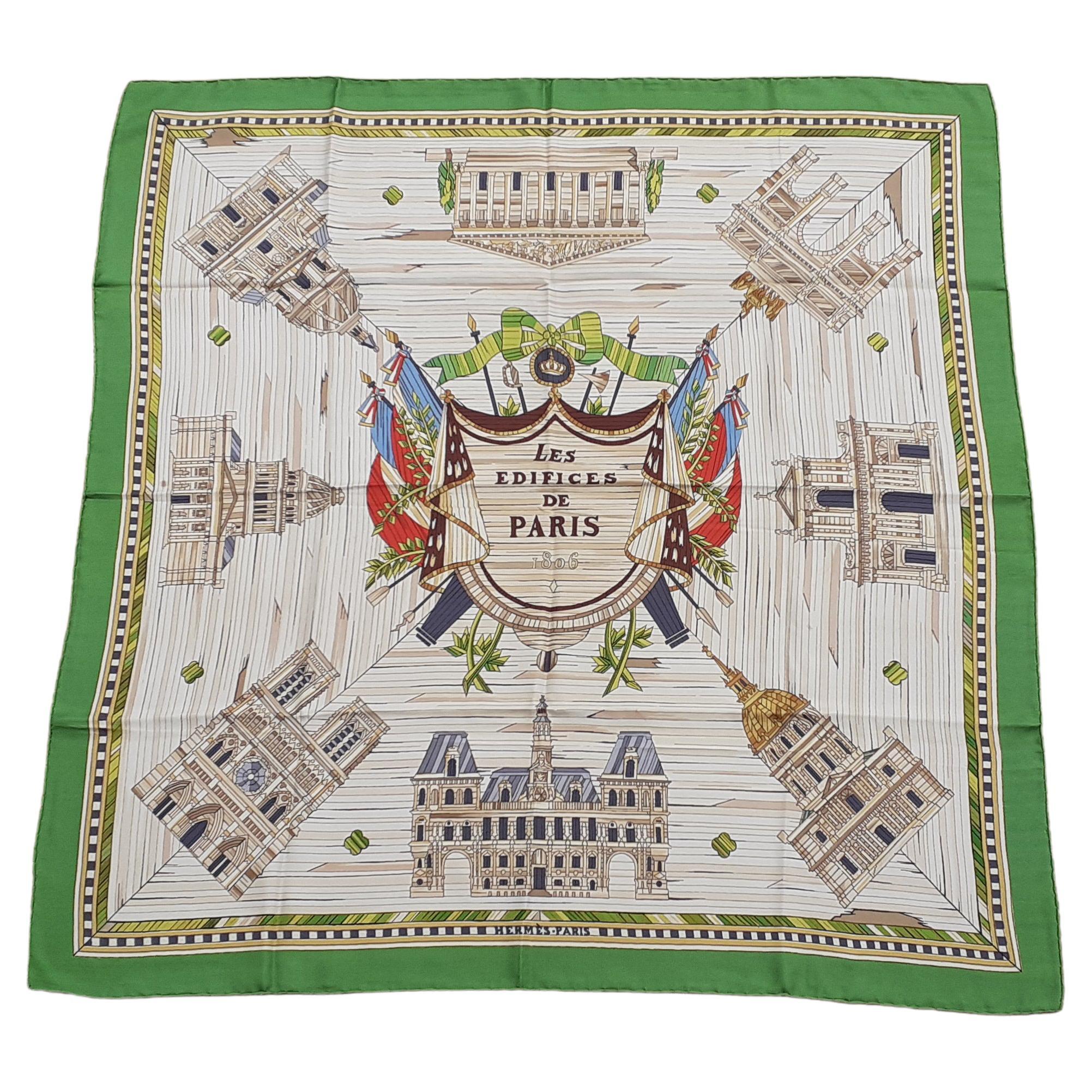 Exceptional Hermès Vintage Silk Scarf Les Edifices de Paris 1806 Grygkar RARE