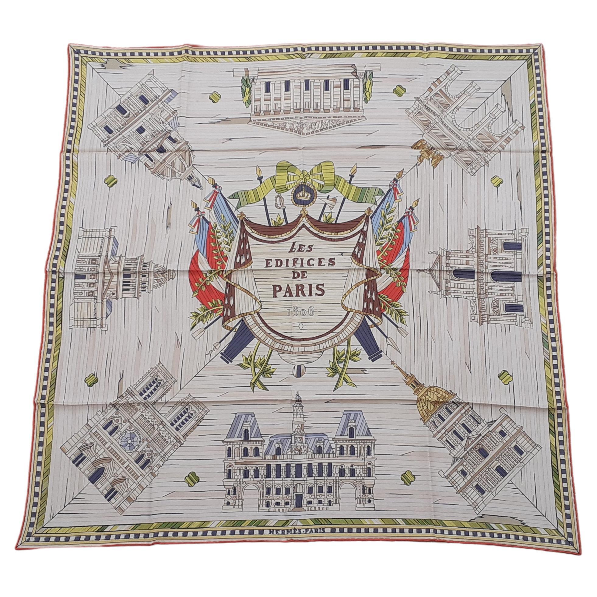Exceptional Hermès Vintage Silk Scarf Les Edifices de Paris 1806 Grygkar RARE