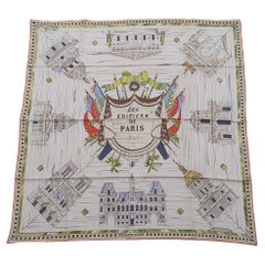 Außergewöhnlicher Hermès Vintage Seidenschal Les Edifices de Paris 1806 Grygkar RARE