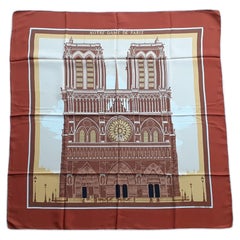 Exceptional Hermès Vintage Silk Scarf Notre Dame de Paris with Old Spire RARE
