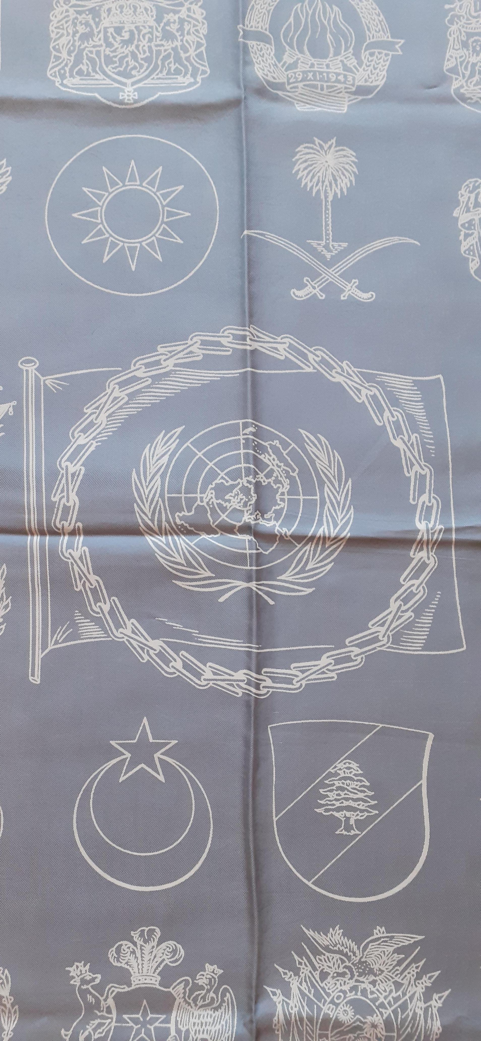 Exceptional Hermès Vintage Silk Scarf O.N.U ONU Hugo Grygkar 1951 2