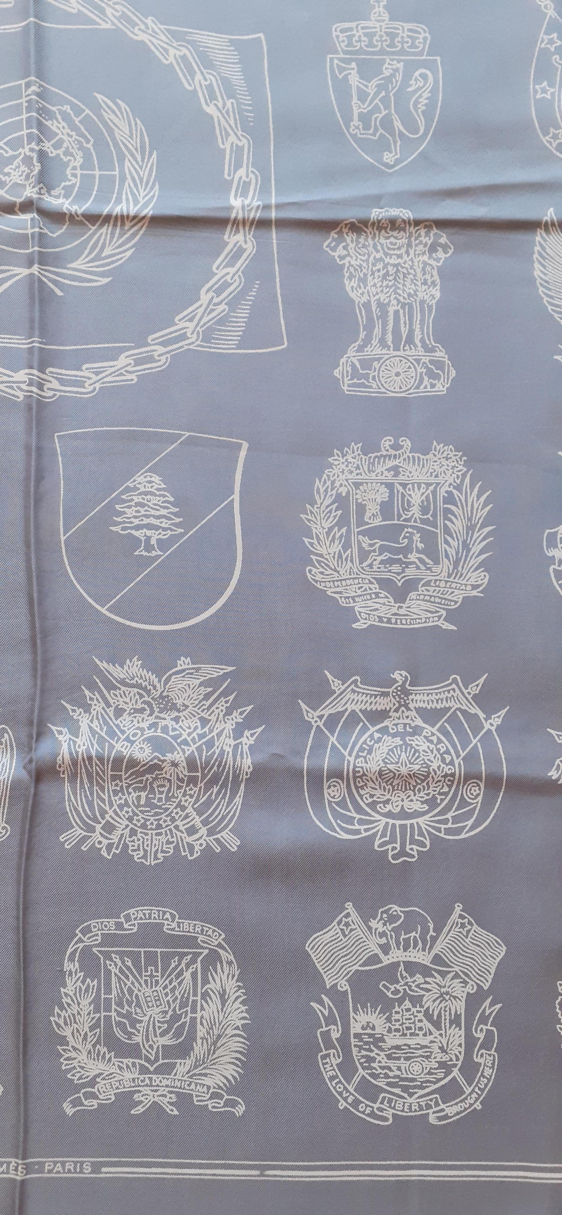 Exceptional Hermès Vintage Silk Scarf O.N.U ONU Hugo Grygkar 1951 4