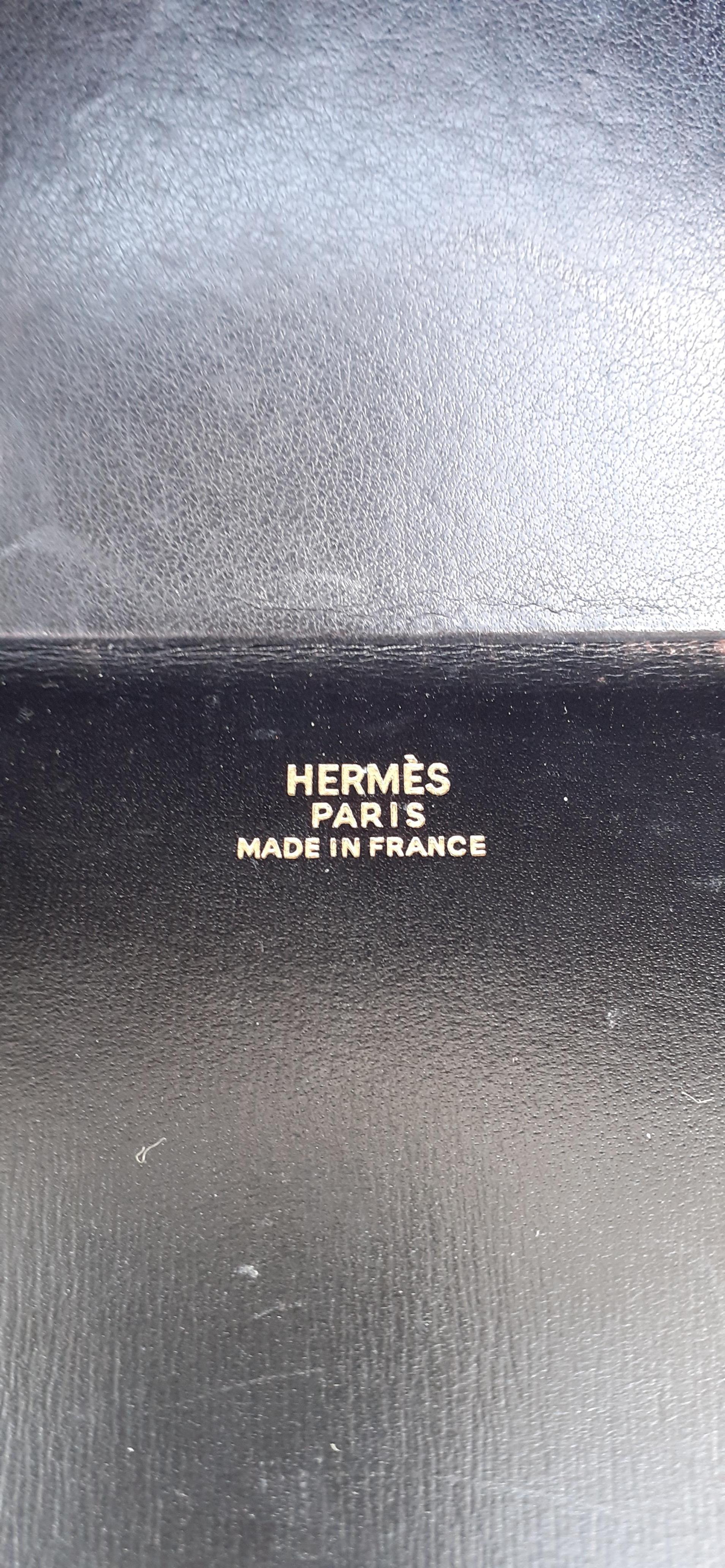 Außergewöhnliche Hermès Vintage Tee Time Bag Minaudiere Schwarz Box Leder Ghw RARE 12