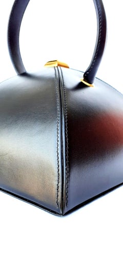 Exceptional Hermès Vintage Tee Time Bag Minaudiere Black Box Leather Ghw RARE