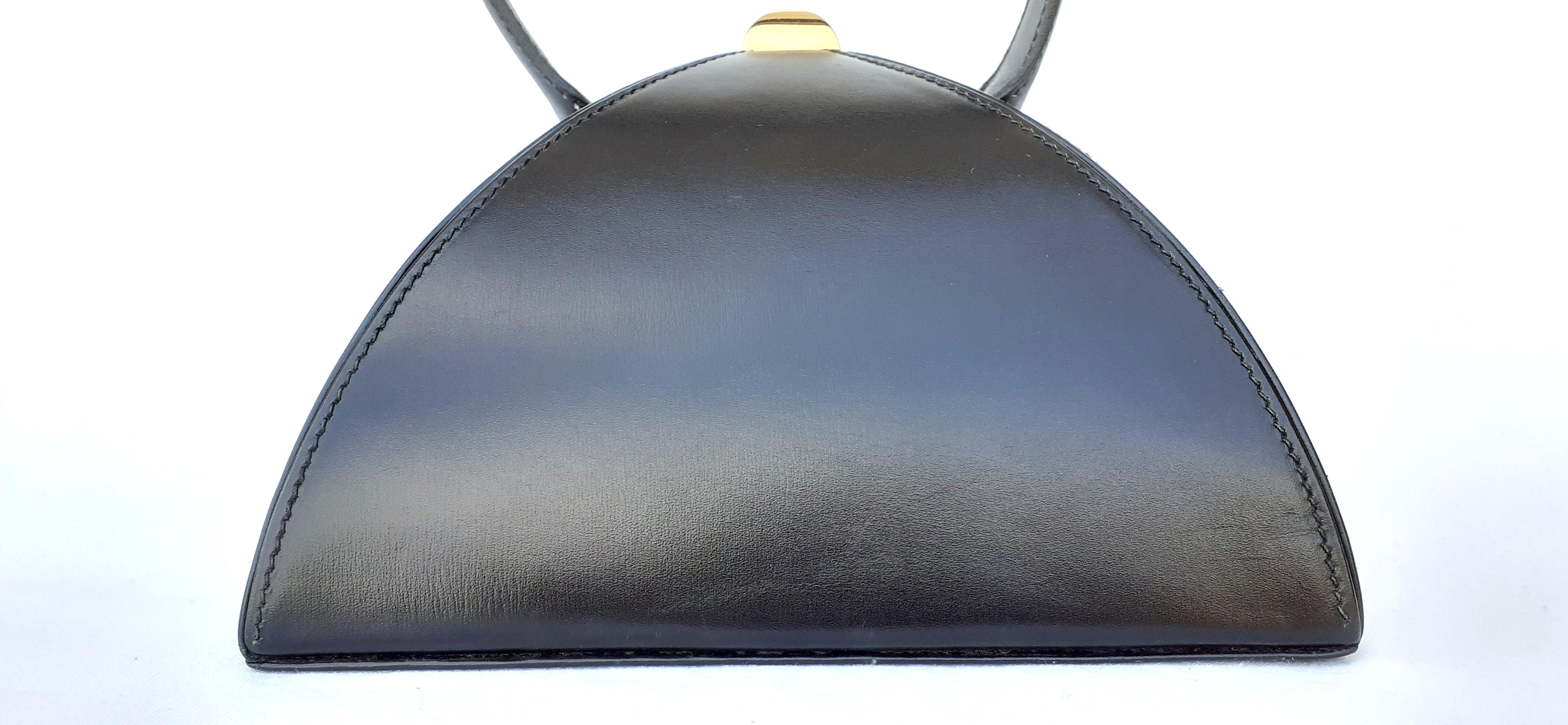 Außergewöhnliche Hermès Vintage Tee Time Bag Minaudiere Schwarz Box Leder Ghw RARE 3