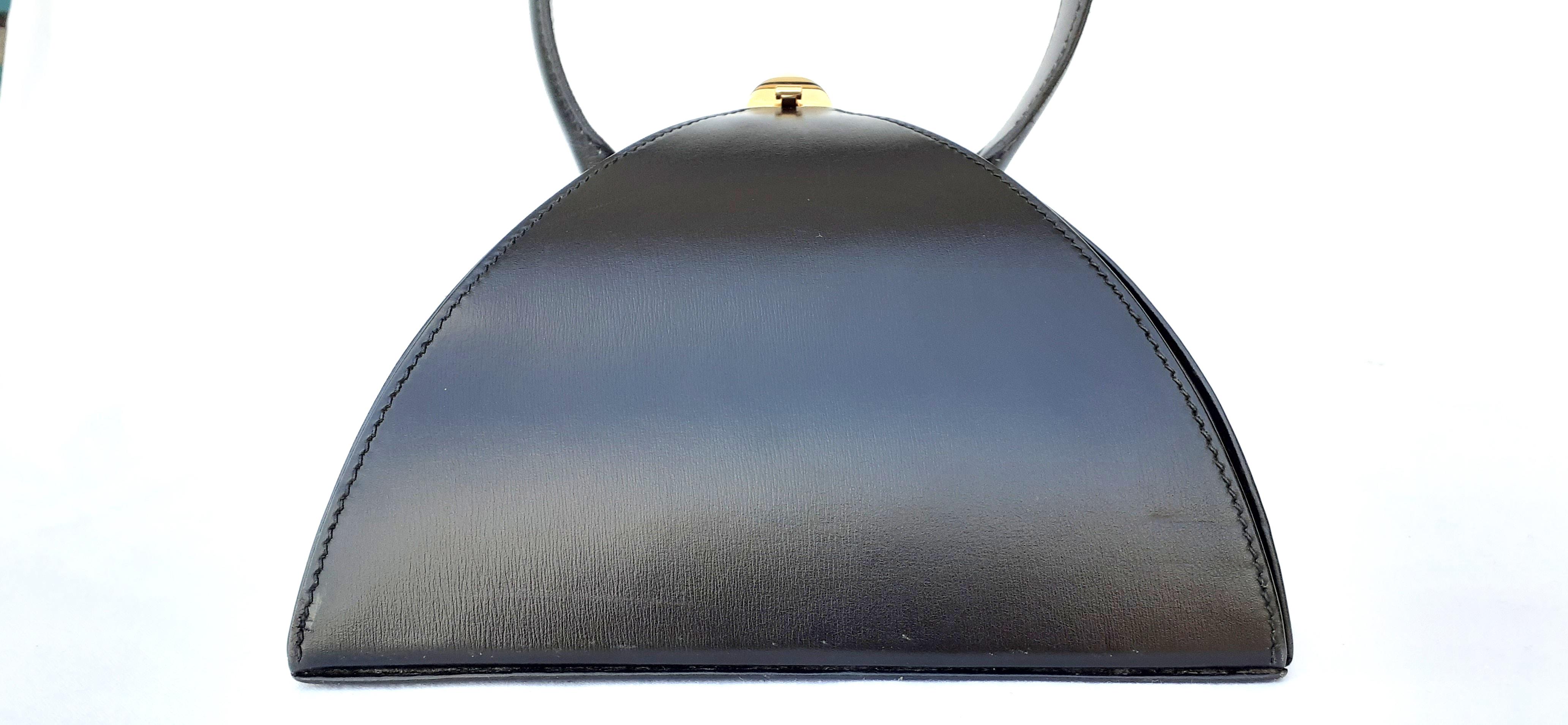 Exceptional Hermès Vintage Tee Time Bag Minaudiere Black Box Leather Ghw RARE 3