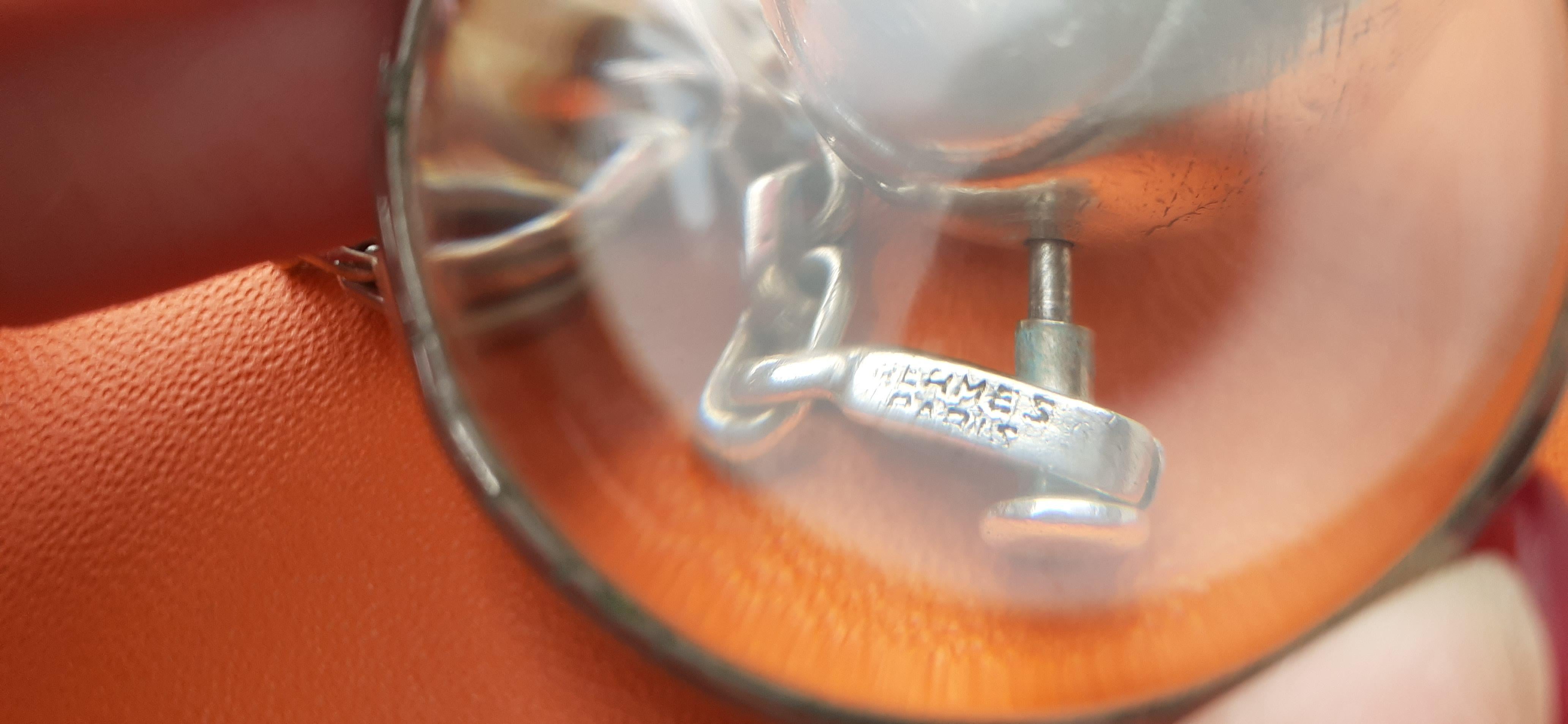 Exceptional Hermès Vintage Tennis Ball Key Ring Keychain in Silver Rare For Sale 8
