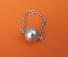 Exceptional Hermès Vintage Tennis Ball Key Ring Keychain in Silver Rare