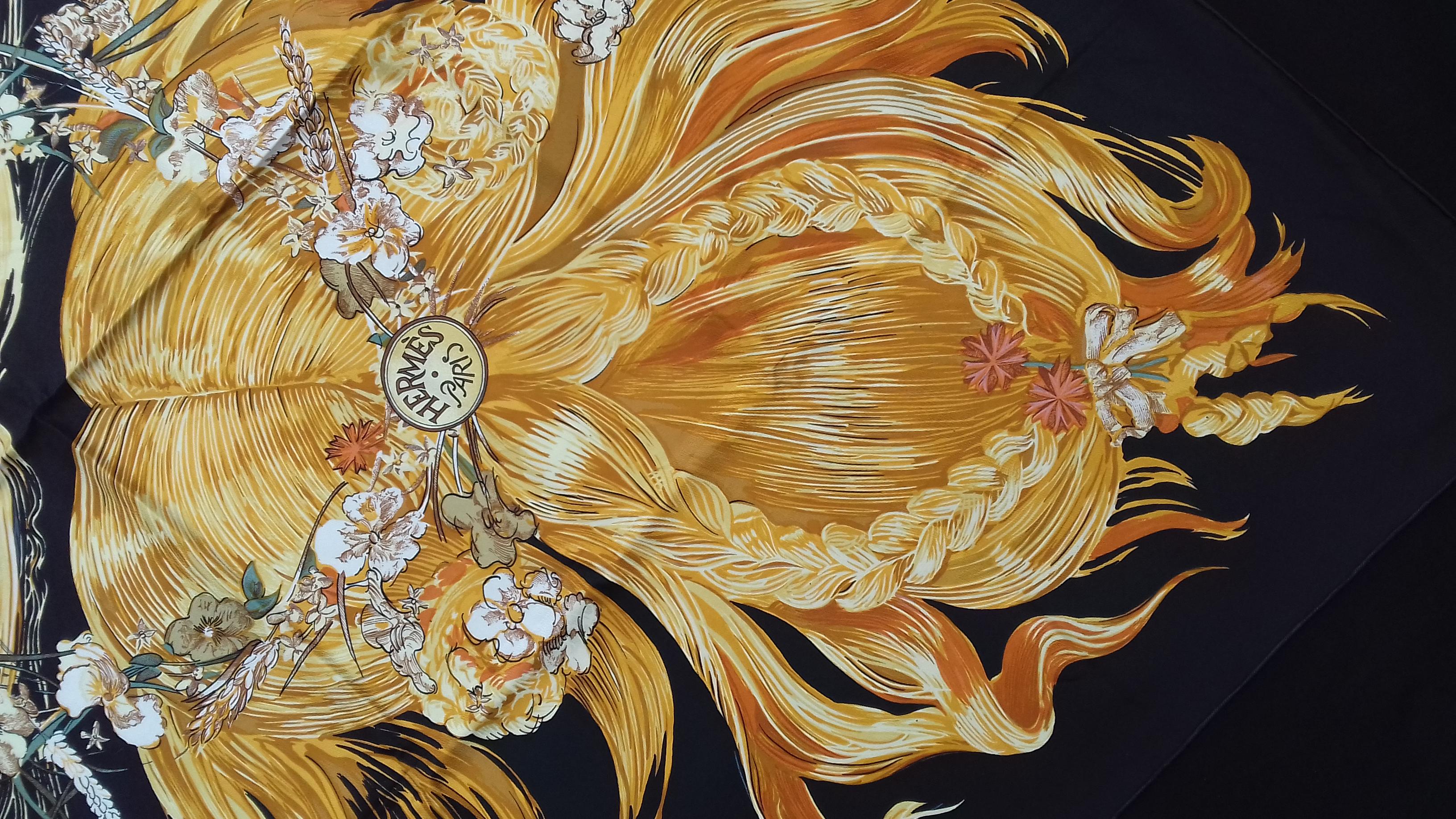 Beige Exceptional Hermès Waterproof Silk Scarf EVA Dumas 90 cm RARE For Sale