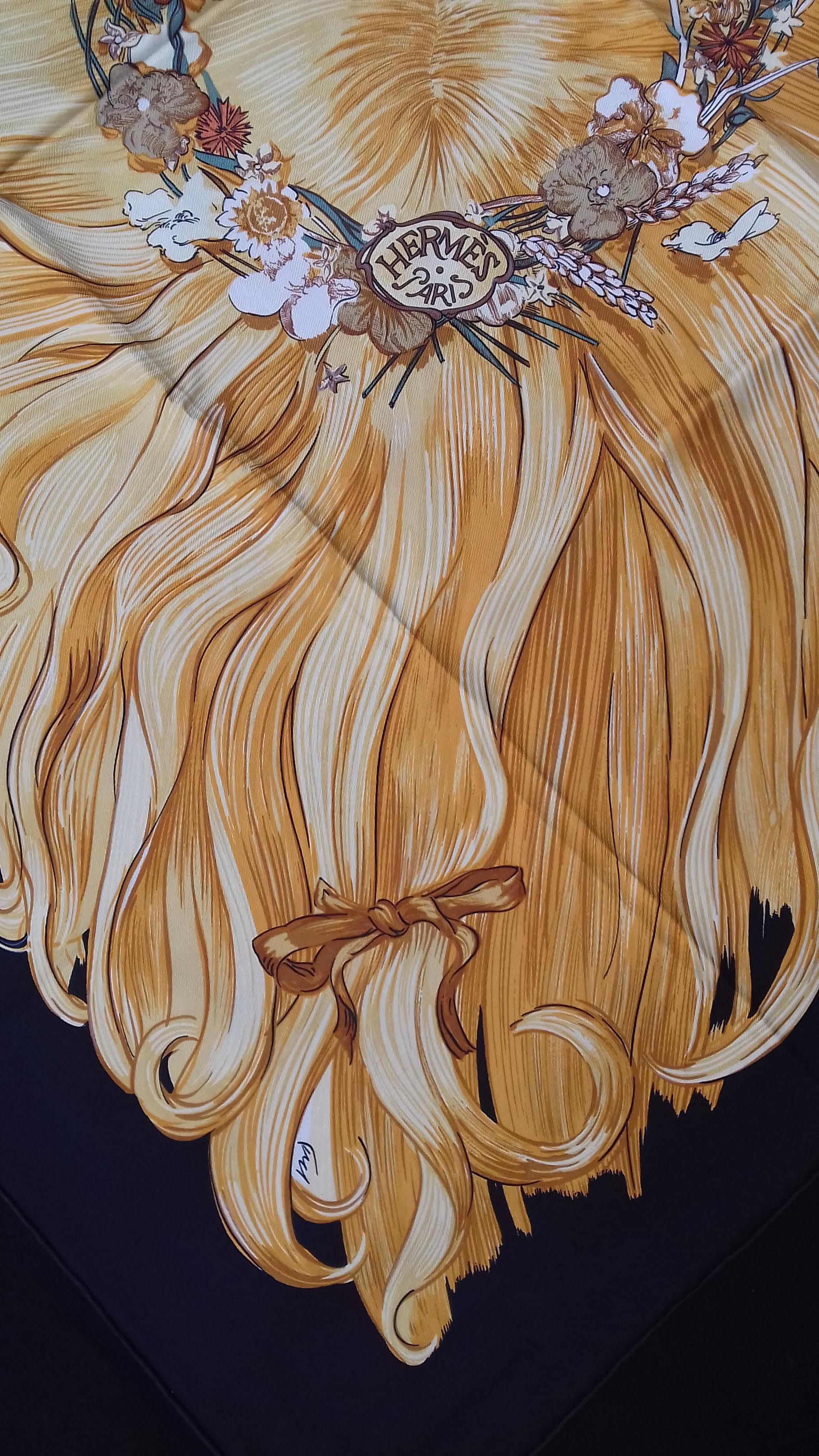 Exceptional Hermès Waterproof Silk Scarf EVA Dumas 90 cm RARE For Sale 1