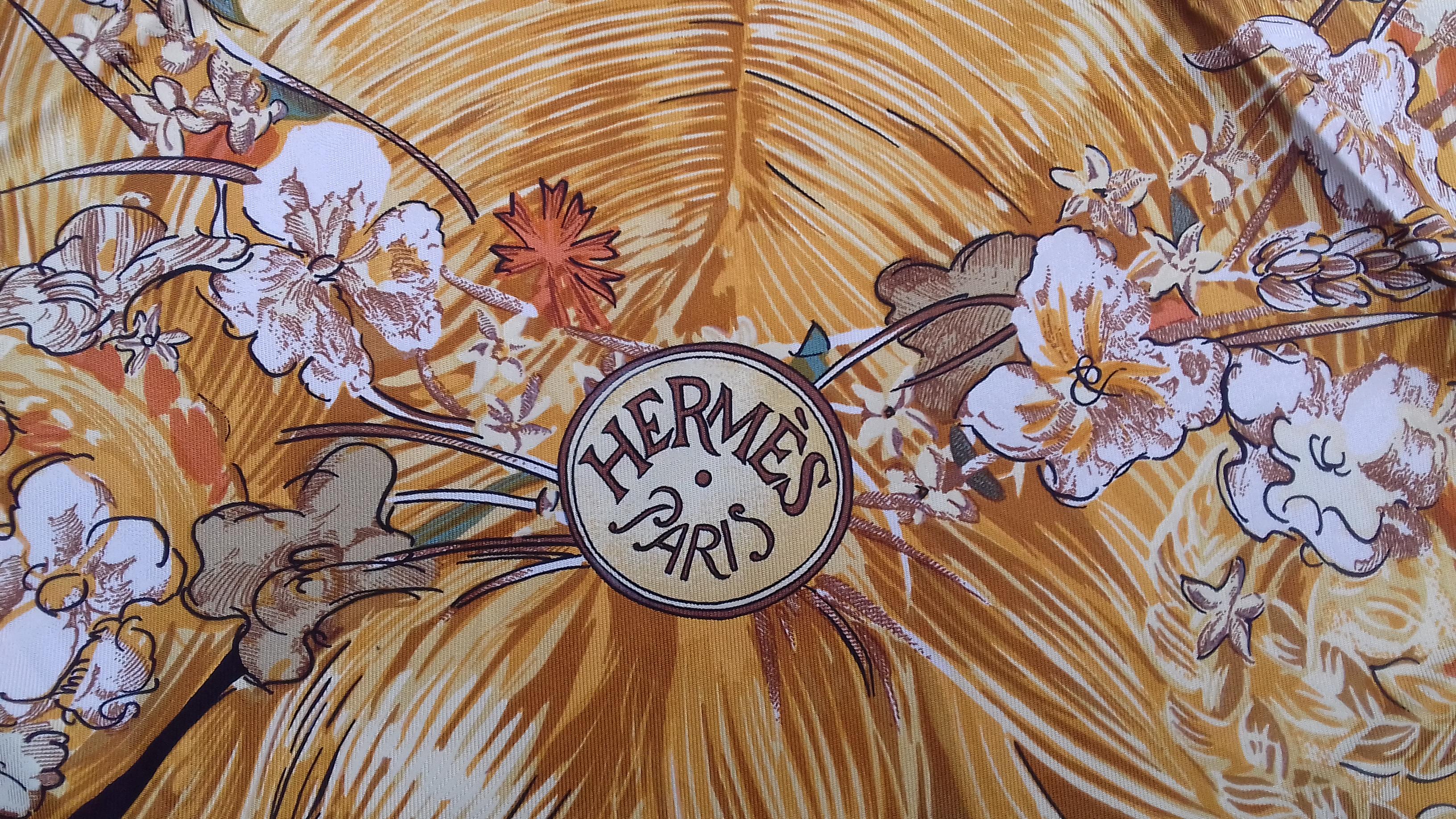 Exceptional Hermès Waterproof Silk Scarf EVA Dumas 90 cm RARE For Sale 3