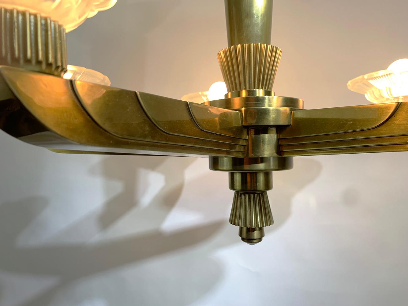 Exceptional Hettier & Vincent French Art Deco Chandelier, Circa 1930 For Sale 1