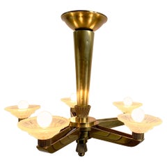 Exceptional Hettier & Vincent French Art Deco Chandelier, Circa 1930