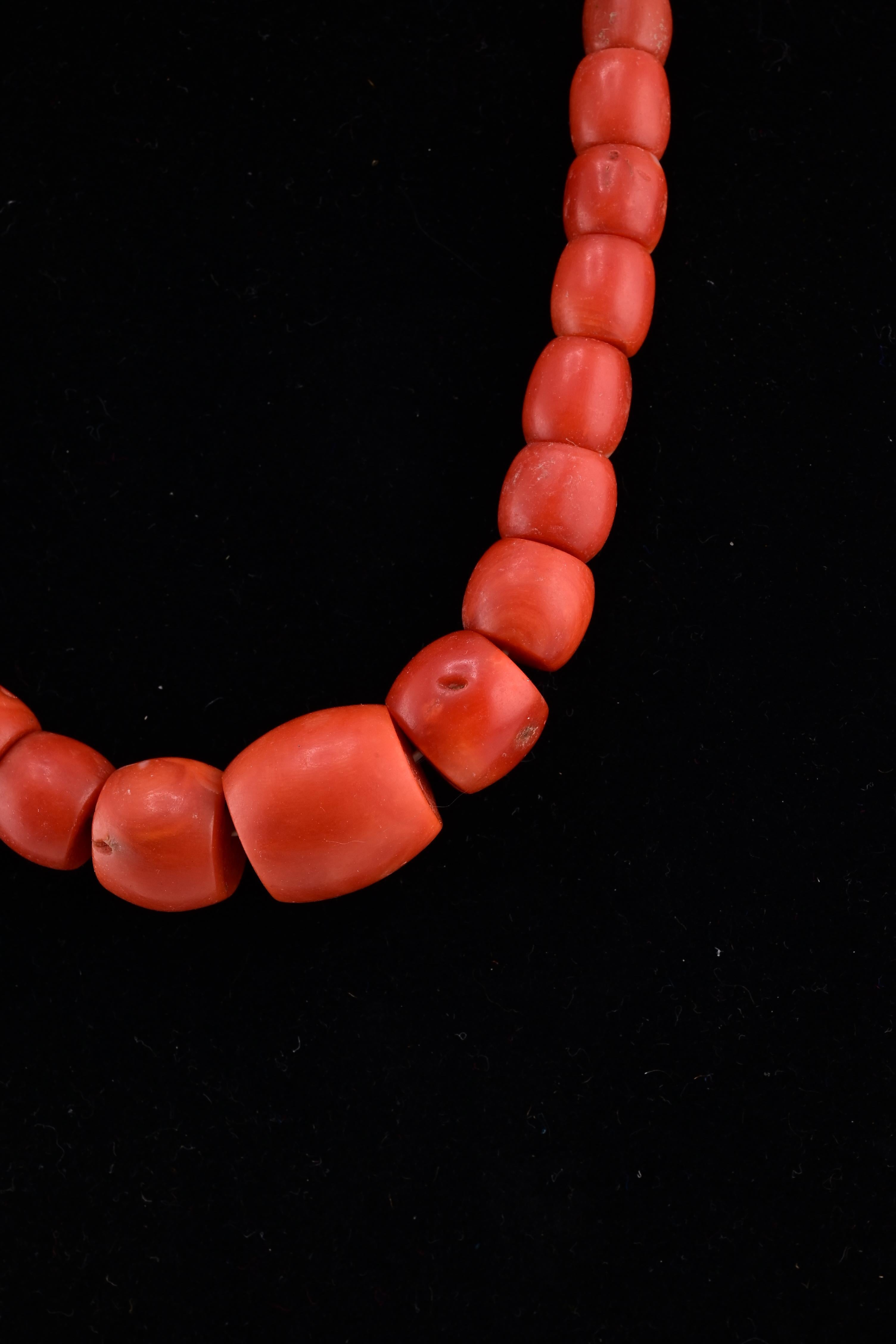 Bead Exceptional High Quality Japanese AKA Red Coral Necklace 46.92 Grams