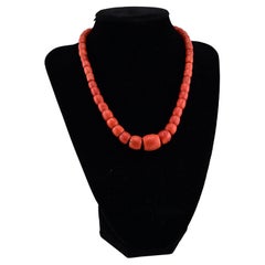 Exceptional High Quality Japanese AKA Red Coral Necklace 46.92 Grams