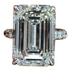 GIA Certified 5 Carat  Emerald Cut Diamond Platinum Solitaire Ring