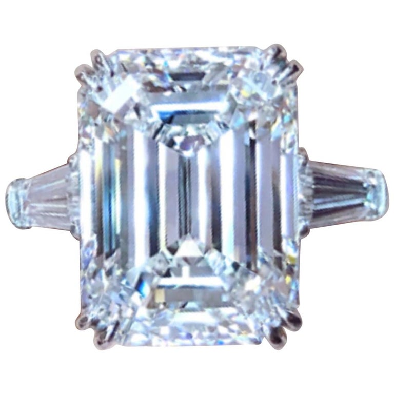GIA Certified 10 Carat VS1 Clarity I Color Emerald Cut Diamond Ring For  Sale at 1stDibs | vvs1 g color diamond price, 10 carat diamond ring, vvs1  emerald cut diamond