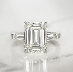 Exceptional GIA 5 Carat Emerald Cut Diamond Ring