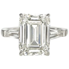 Exceptional GIA 5 Carat Emerald Cut Diamond Ring