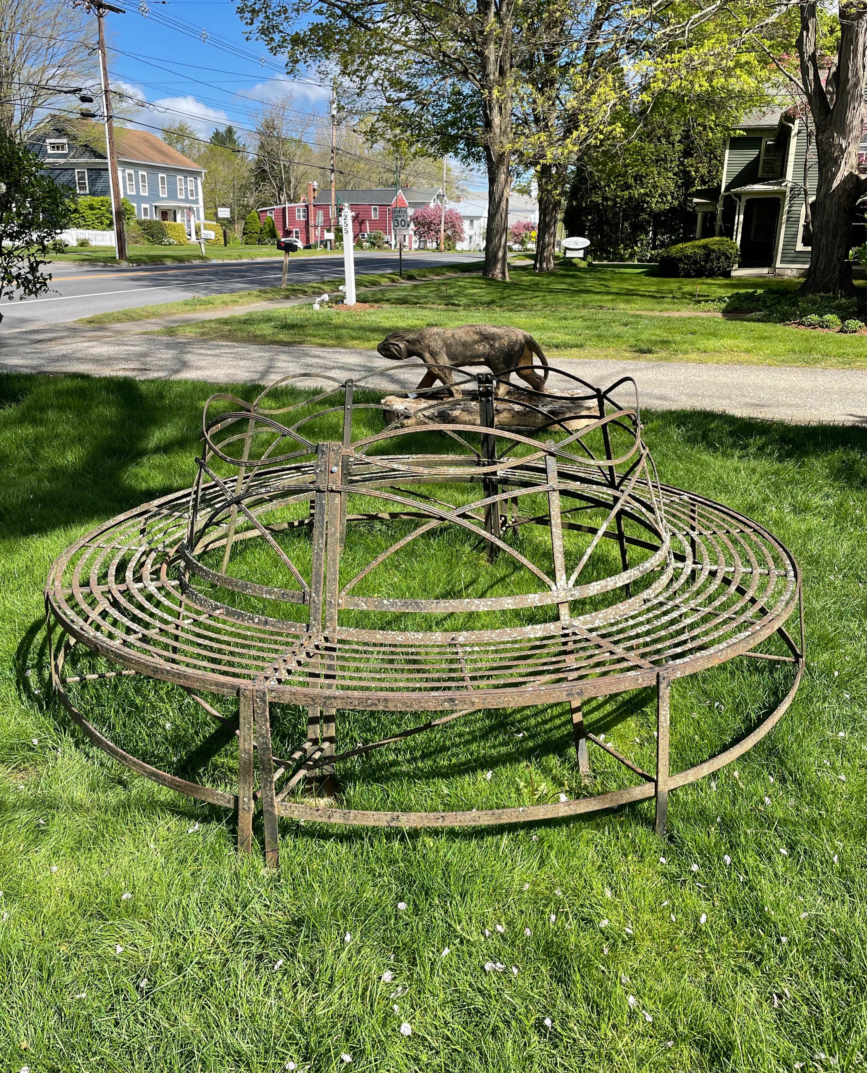 19th Century Exceptional Huge English Wrought Iron Regency Tree Bench, CA, 1820 For Sale