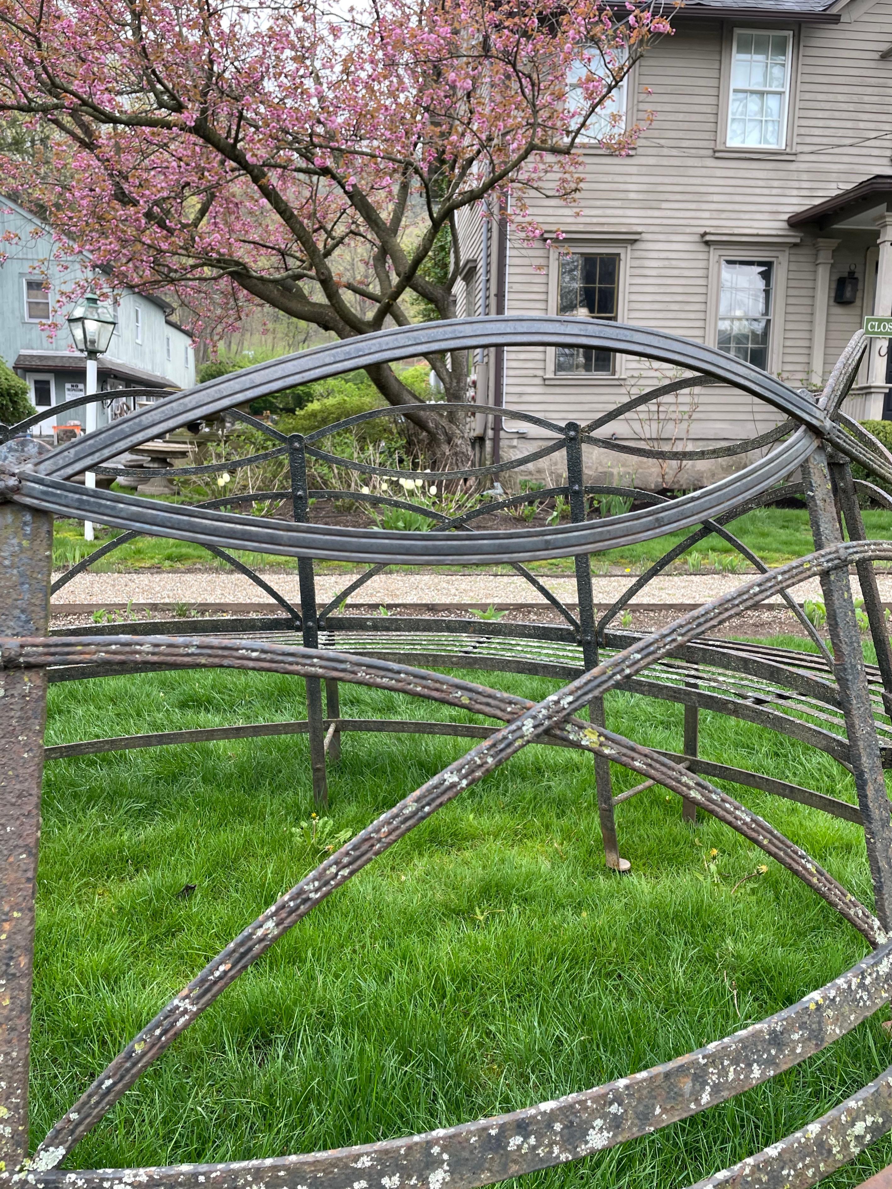Exceptional Huge English Wrought Iron Regency Tree Bench, CA, 1820 For Sale 2